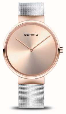 Bering Quadrante classico (39 mm) in oro rosa/bracciale a maglie in acciaio bianco 14539-266