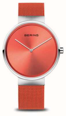 Bering Quadrante arancione classico (39 mm) / bracciale in maglia d'acciaio arancione 14539-505