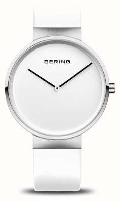 Bering Quadrante bianco classico (39 mm) / cinturino in pelle bianca 14539-604