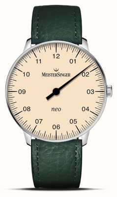 MeisterSinger Quadrante avorio Neo Sapphire (36 mm) / cinturino in pelle verde pino NES903-SB117