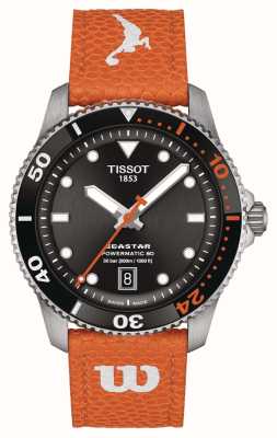 Tissot Seastar wilson wnba edizione speciale automatica (40 mm) quadrante nero/cinturini sintetici bianchi e arancioni T1208071705100