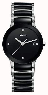 RADO Orologio quadrante nero in ceramica high-tech con diamanti Centrix R30935712