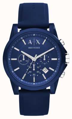 Armani Exchange maschile | quadrante cronografo blu | cinturino in silicone blu AX1327