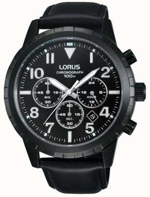 Lorus Cinturino da uomo nero cronografo in pelle nera RT365FX9
