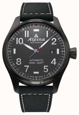 Alpina Startimer pilot automatic (44mm) quadrante grigio scuro / pelle nera AL-525G4TS6
