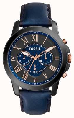 Fossil Borsa di studio maschile | quadrante blu | cinturino in pelle blu FS5061