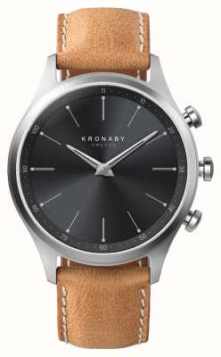 Kronaby Smartwatch ibrido Sekel (41mm) quadrante nero / cinturino in pelle italiana marrone S3123/1