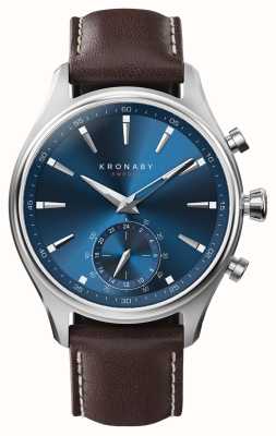 Kronaby Smartwatch ibrido Sekel (41mm) quadrante blu / cinturino in pelle italiana marrone scuro S3120/1