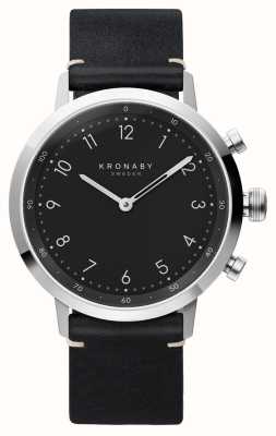 Kronaby Smartwatch ibrido Nord (41 mm) quadrante nero/cinturino in pelle italiana nera S3126/1