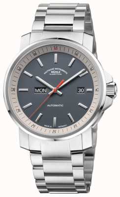 Muhle Glashutte L'orologio con quadrante grigio con cinturino in acciaio inossidabile datum 29er M1-25-34-MB