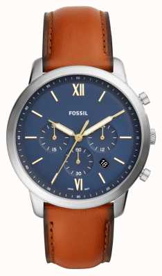 Fossil maschile | quadrante cronografo blu | orologio con cinturino in pelle marrone FS5453