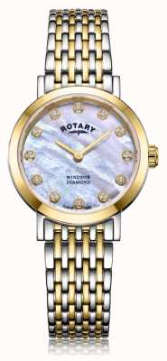 Rotary Orologio da donna con cinturino bicolore con datario e diamanti LB05301/41/D