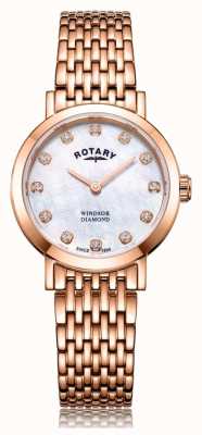 Rotary Orologio da donna con bracciale windsor color oro rosa con diamanti LB05304/41/D