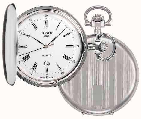 Tissot Savonette full hunter orologio da tasca in acciaio inox con catena T83655313
