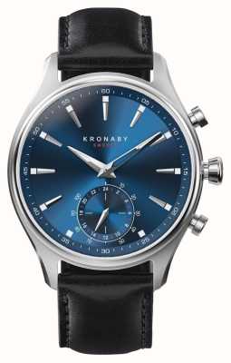 Kronaby Smartwatch ibrido Sekel (41mm) quadrante blu / cinturino in pelle italiana nera S3758/1