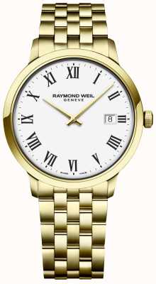 Raymond Weil | toccata maschile | bracciale in acciaio inossidabile dorato | quadrante bianco 5485-P-00300