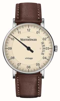 MeisterSinger | vintage da uomo | automatico | pelle marrone | quadrante crema | | VT903