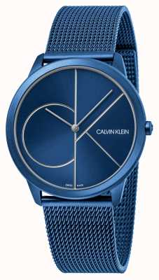 Calvin Klein Minimo | braccialetto a maglie blu | quadrante blu | K3M51T5N