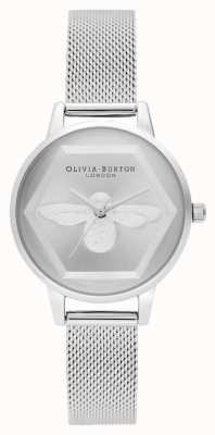 Olivia Burton | orologio di beneficenza ape 3d | bracciale in maglia d'argento l OB16AM168