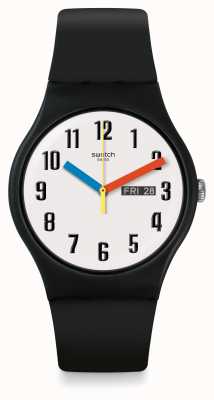 Swatch | nuovo gentiluomo | orologio elementare | silicone nero | SO29B705