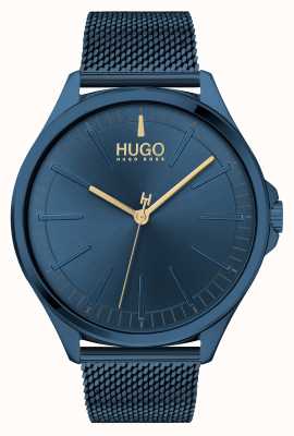 HUGO #smash | bracciale in maglia d'acciaio blu | quadrante blu | 1530136