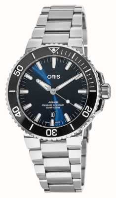 ORIS Aquis data automatico (41,5 mm) quadrante blu/bracciale in acciaio inossidabile 01 733 7766 4135-07 8 22 05PEB