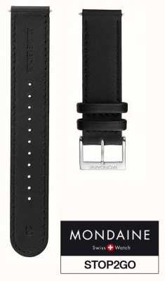 Mondaine Cinturino per orologio da 20 mm in pelle vegana nera stop2go (lunghezza 75-115 mm) FG2532020Q1