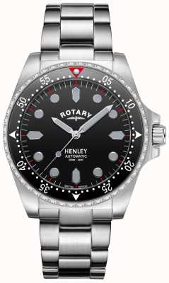 Rotary maschile | henley | automatico | quadrante nero | bracciale in acciaio inossidabile GB05136/04