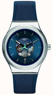 Swatch Orologio automatico da uomo blu sfocato YIS430