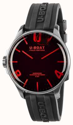U-Boat Darkmoon 44mm vetro rosso | acciaio inossidabile | cinturino in caucciù nero 8465/A