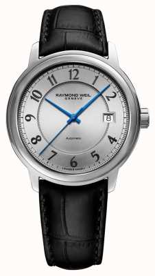 Raymond Weil | maestro | automatico | quadrante arabo argento | cinturino in pelle nera 2237-STC-05658