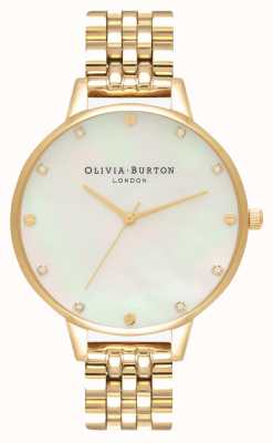 Olivia Burton Cassa sottile con cinturino in oro bianco con quadrante grande OB16SE13