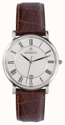 Michel Herbelin Classico | 38mm | quadrante bianco | cinturino in pelle marrone 12248/08MA