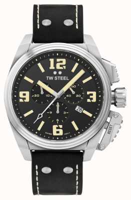 TW Steel Cinturino in pelle nera cronografo mensa TW1011