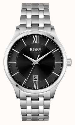 BOSS | affari d'élite | bracciale in acciaio inossidabile | quadrante nero con data | 1513896