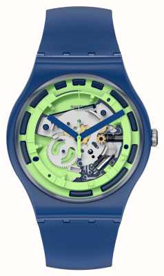Swatch Nuovo orologio da uomo in silicone blu anatomico verde SUON147