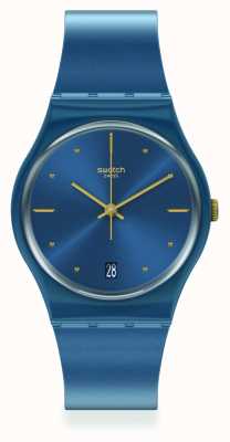 Swatch Orologio con cinturino in silicone blu perlato GN417
