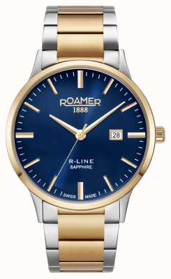 Roamer Bracciale bicolore in oro con quadrante blu classico R-line 718833 48 45 70