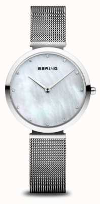 Bering classico | quadrante in madreperla | cinturino milanese | cassa in acciaio inossidabile lucido 18132-004