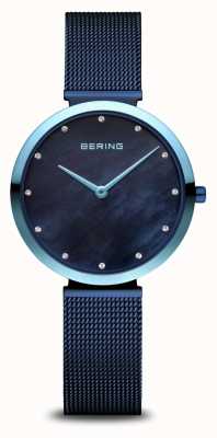 Bering classico | quadrante blu madreperla | cinturino milanese blu | cassa in acciaio inossidabile blu 18132-398