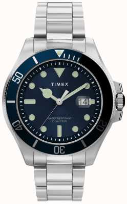 Timex Harbourside Coast 43 mm cassa argentata quadrante blu bracciale tr sst blu TW2U41900