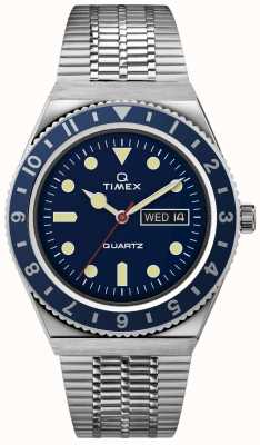 Timex Cinturino in acciaio inox con quadrante blu ispirato al subacqueo Q TW2U61900