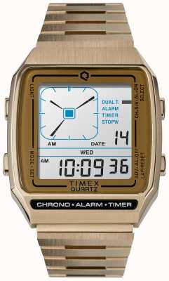 Timex Orologio con cinturino in acciaio inossidabile color oro pallido ristampa Q lca TW2U72500