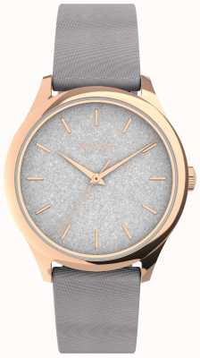 Timex Cassa color oro rosa con quadrante argentato glitterato e cinturino argentato TW2V01000