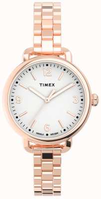 Timex Orologio da donna standard demi 30 mm cassa color oro rosa quadrante bianco bracciale color oro rosa TW2U60700