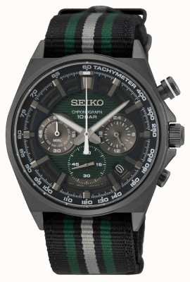 Seiko Orologio cronografo da uomo quadrante verde cinturino nero e verde SSB411P1