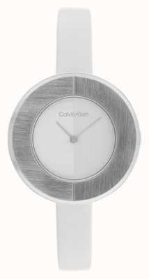 Calvin Klein Quadrante argento da donna | orologio con cinturino in pelle bianca 25200026