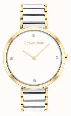 Calvin Klein Orologio minimalista al quarzo bicolore oro e argento con barra a T 25200134
