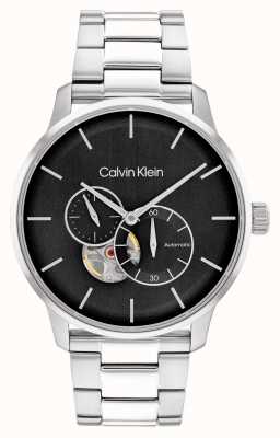 Calvin Klein Orologio automatico da uomo con fondello a vista con quadrante nero 25200148