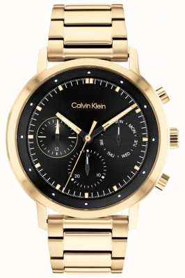Calvin Klein Quadrante nero | bracciale in acciaio pvd oro 25200065